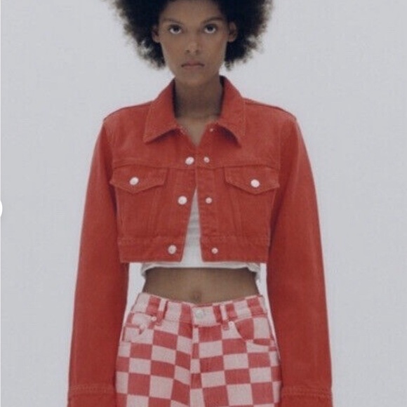 zara-jackets-coats-zara-red-cropped-jacket-poshmark
